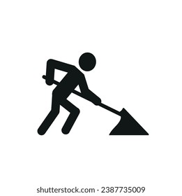 The worker icon is perfect for road signs, road repair work, flat vector illustration