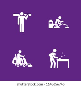 worker icon set. cleaning, cleaner and carrying vector icon for graphic design and web