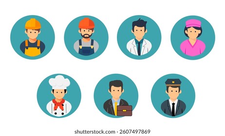 Worker icon set. Worker icon collection. Worker illustration. Icon isolated on white background. Flat icon.