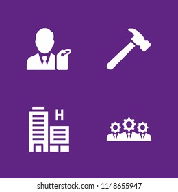 worker icon set. hospital, businessman and hammer vector icon for graphic design and web
