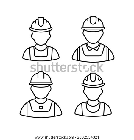 Worker Icon Set Outline, Editable line icon set in a black simple and clean vector outline stroke for business.