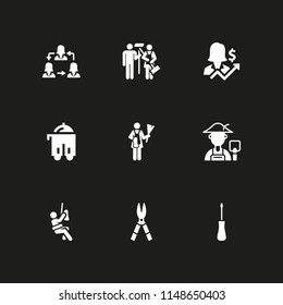 worker icon set. room service, businesswoman and cleaning vector icon for graphic design and web