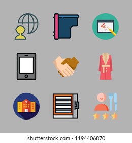 worker icon set. vector set about hospital, people, industrial robot and profile icons set.