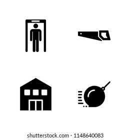 worker icon set. warehouse, saw and scanner vector icon for graphic design and web