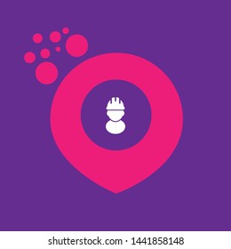 Worker Icon, worker symbol and map pin.