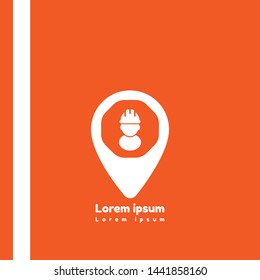 Worker Icon, worker symbol and map pin.