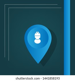 Worker Icon, worker symbol and map pin.