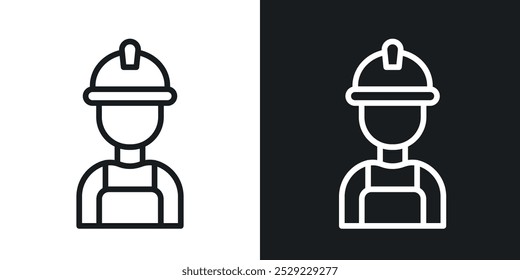 Icono de trabajador en color negro de línea delgada. ilustración de símbolos de Vector simple plano.
