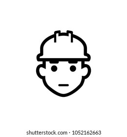 Worker icon. Vector worker head character