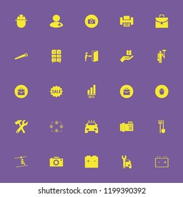 worker icon. worker vector icons set saw, car repair, printer and fax