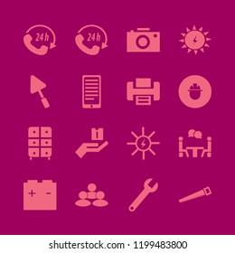 worker icon. worker vector icons set printer, cabinet, wrench and hand parcel