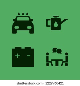 worker icon. worker vector icons set talking people, car battery, car oil and car wash