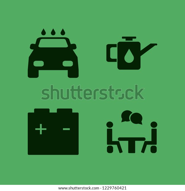 worker icon. worker vector icons set talking\
people, car battery, car oil and car\
wash
