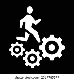 Worker-Symbol, Worker-Vektorgrafik. Lauft auf dem Zahnradsymbol.
