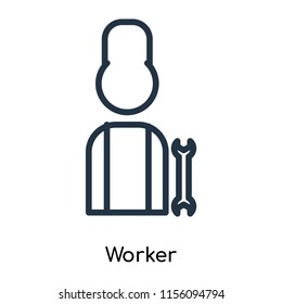 Worker icon vector isolated on white background, Worker transparent sign , thin symbols or lined elements in outline style
