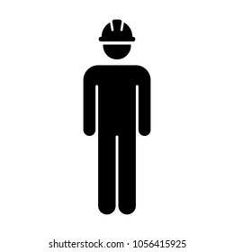 Worker Icon Vector Male Service Person of Building Construction Workman With Hardhat Helmet in Glyph Pictogram Symbol illustration