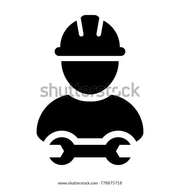 「工場メンテナンス用のスパナツールと作業者アイコンベクター男性サービスマンプロファイルアバターと絵文字の絵文字シンボルイラストのハードハットを ...
