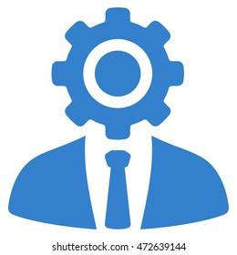 Worker icon. Vector style is flat iconic symbol with rounded angles, cobalt color, white background.