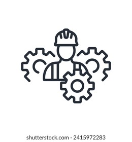 worker icon. vector.Editable stroke.linear style sign for use web design,logo.Symbol illustration.