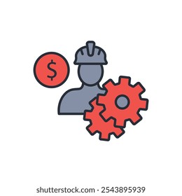 ícone do trabalhador. vetor.Sinal de estilo editável de traço.linear para usar a ilustração web design,logo.Symbol.
