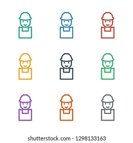 worker icon white background. Editable outline worker icon from construction. Trendy worker icon for web and mobile.