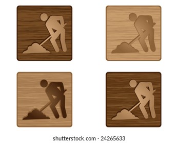 worker icon wooden texture