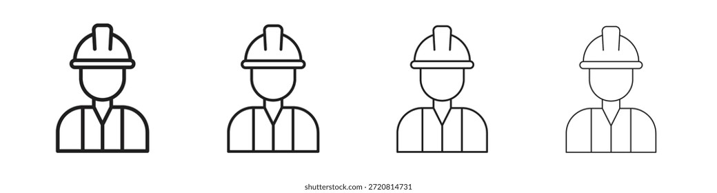 Iconos de trabajador delinean diseño de Vector negro. Línea con trazo editable.