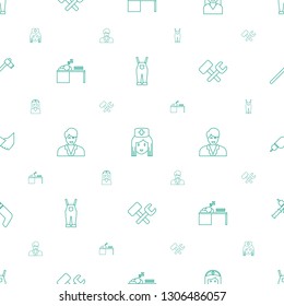 worker icons pattern seamless white background. Included editable line gardener jumpsuit, nurse, man sleeping on table, businessman, wrench hummer icons. worker icons for web and mobile.