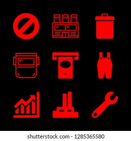 worker icons set with overall, ascending graphic and wrench vector set