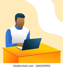 worker illustration with flat style design. can be used as an element in the design of posters, social media, banners, websites, etc.