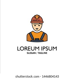 Worker, Industry, Avatar, Engineer, Supervisor Business Logo Template. Flat Color