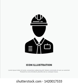 Worker, Industry, Construction, Constructor, Labour, Labor solid Glyph Icon vector