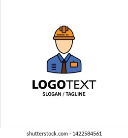 Worker, Industry, Construction, Constructor, Labour, Labor Business Logo Template. Flat Color