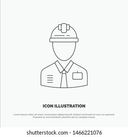 Worker, Industry, Construction, Constructor, Labour, Labor Line Icon Vector. Vector Icon Template background
