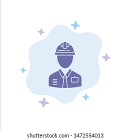 Worker, Industry, Construction, Constructor, Labour, Labor Blue Icon on Abstract Cloud Background