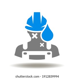 Worker injury vector icon. Industrial accident symbol. Builder wound, trauma illustration. Compensation sign.