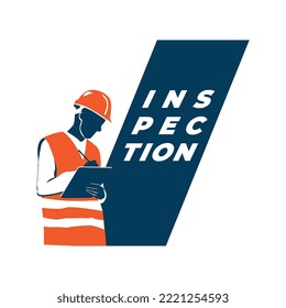 Worker inspect and writing the house roof. Vector illustration.