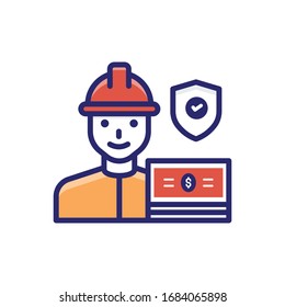 Vektorillustration-Icon für die Arbeitskräfteversicherung abgeschlossen.