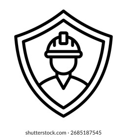 Worker Insurance Icon Line Style Vector Illustration