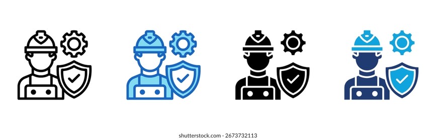 Icono de Seguro de Trabajador Multi Style Ilustración vectorial