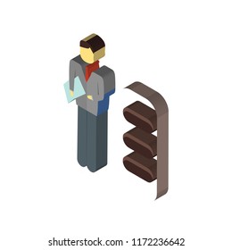 Worker isometric left top view 3D icon