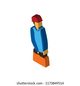 Worker isometric left top view 3D icon