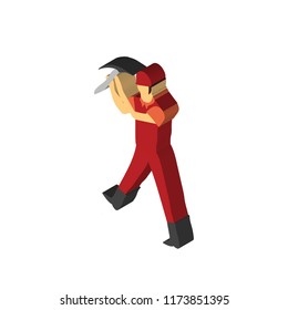 Worker isometric left top view 3D icon