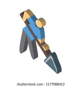 Worker isometric left top view 3D icon