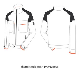 Worker jacket design font and back