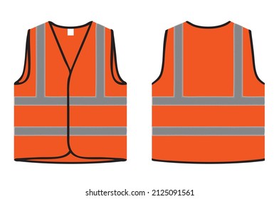 worker Jacket design vector illustartion, reflective safety vest orange colour jacket isolated