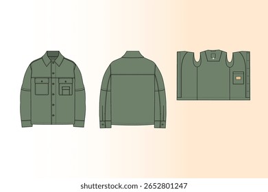 Chaqueta de trabajador diseñada para ser duradera y práctica, con bolsillos de utilidad para llevar herramientas y otros elementos esenciales.