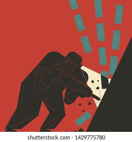 worker with a jackhammer to chisel money