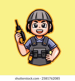 Worker Kid with Drill, Cartoon Construction Worker, Animated Child with Tools