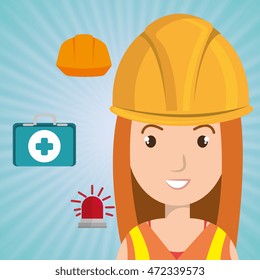 worker kit aid helmet icon vector illustration design